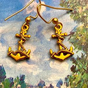 5/$10❤️❤️❤️NEW Brass Anchors Dangling Earrings Handmade